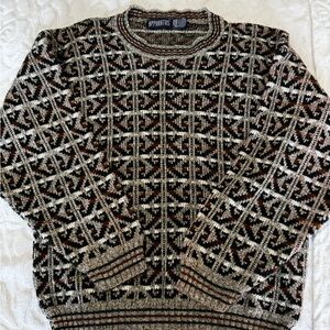Vintage 90s Geometric Grandpa Sweater Mens Small USA Made